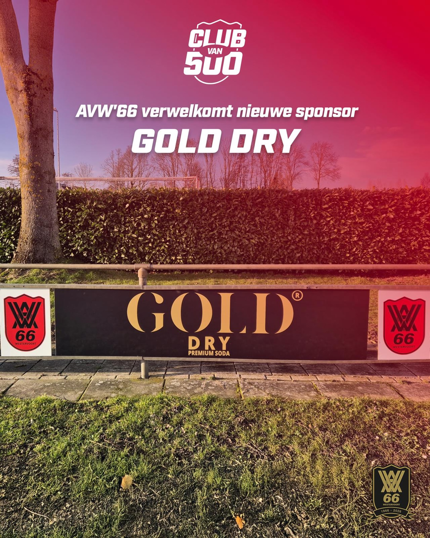 AVW’66 VERWELKOMT NIEUWE SPONSOR GOLD DRY!