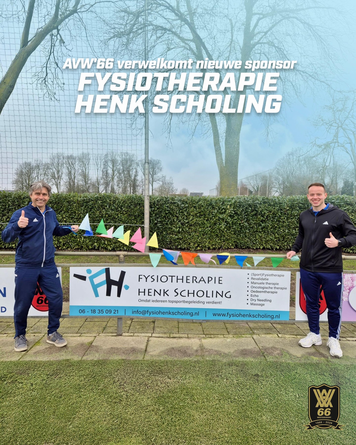 AVW’66 VERWELKOMT NIEUWE SPONSOR FYSIOTHERAPIE HENK SCHOLING!