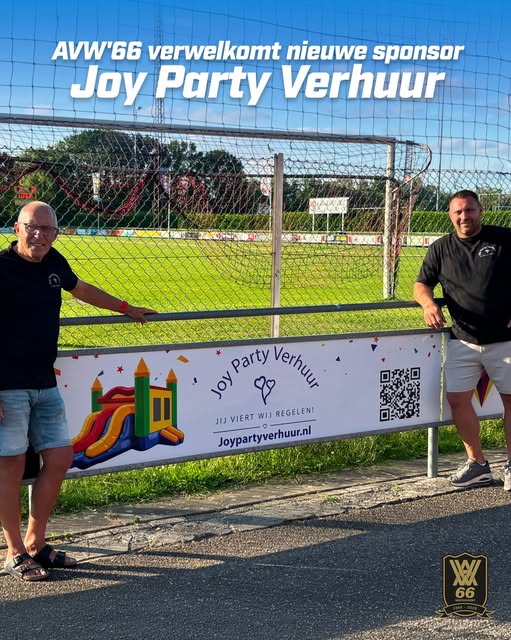 AVW’66 VERWELKOMT NIEUWE SPONSOR JOY PARTY VERHUUR!