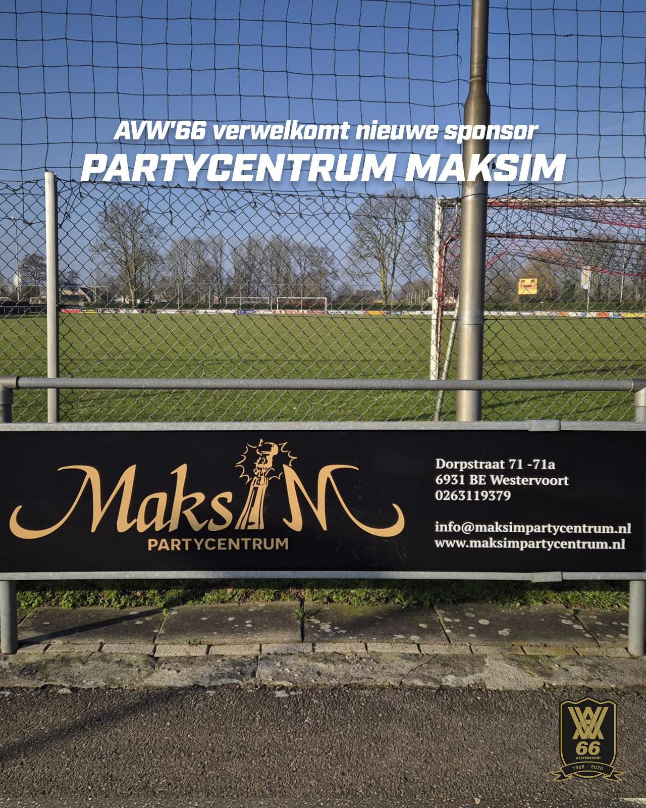 AVW’66 verwelkomt nieuwe sponsor Maksim Partycentrum