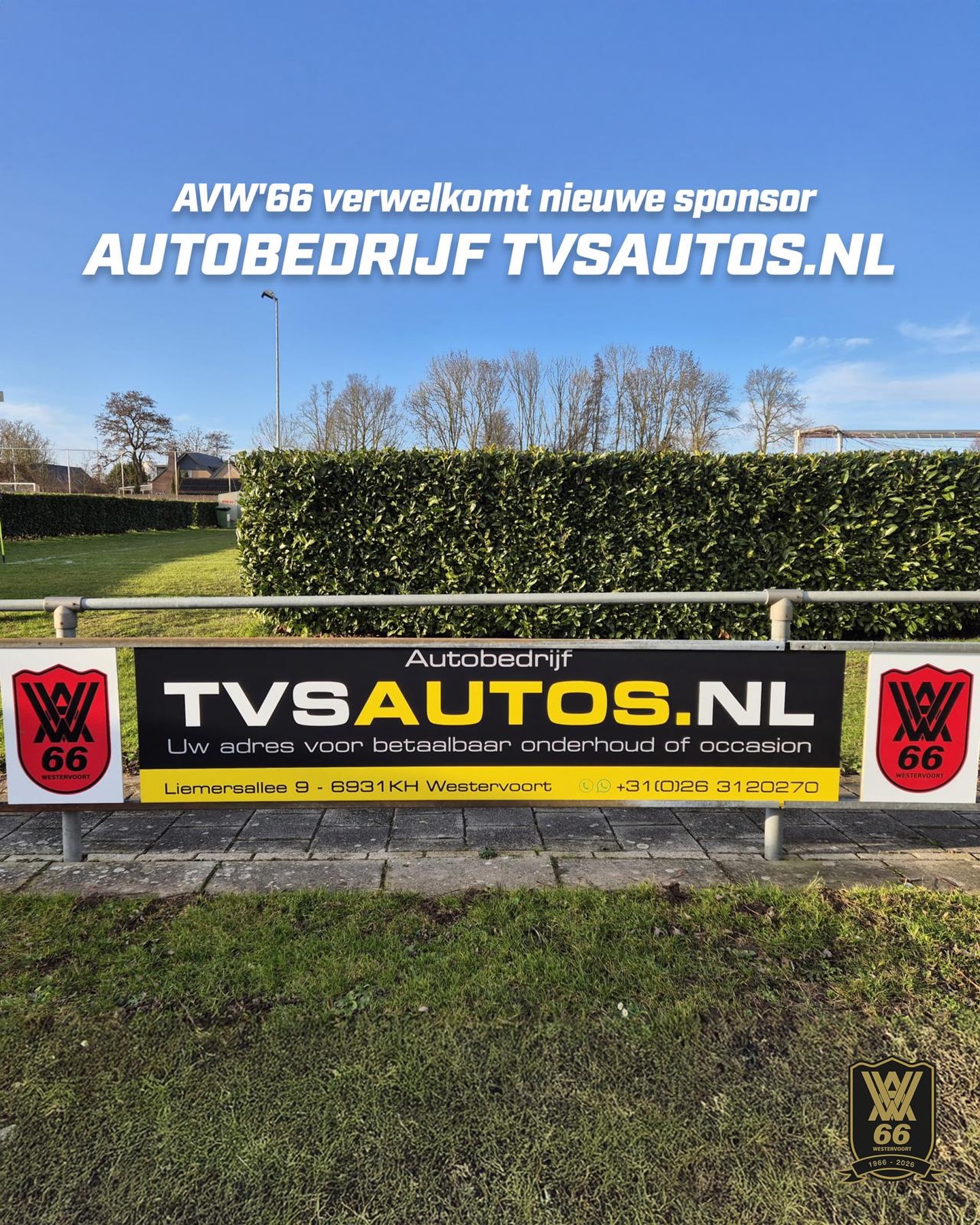 AVW’66 VERWELKOMT NIEUWE SPONSOR TVSAUTOS.NL!