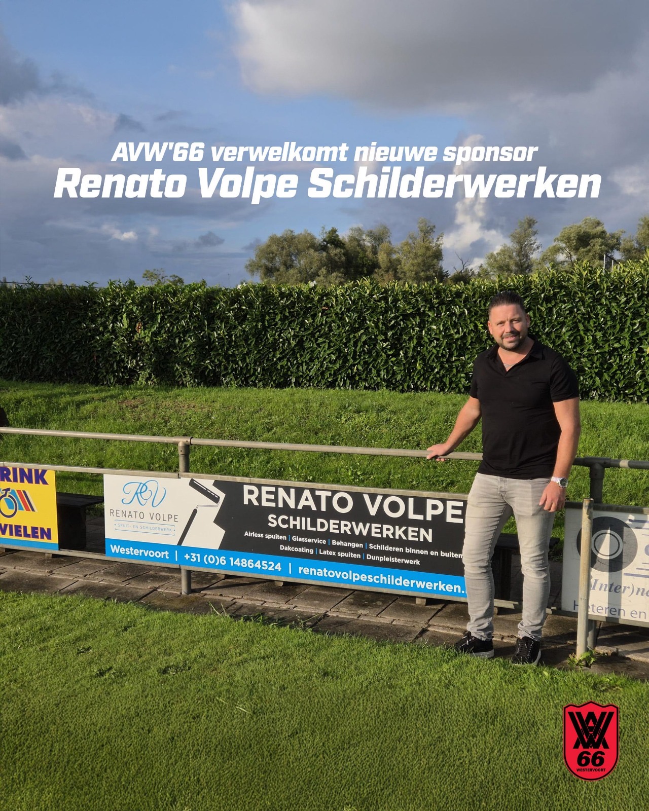 AVW’66 verwelkomt nieuwe sponsor Renato Volpe Schilderwerken!